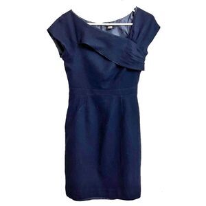 J. Crew Navy 100% Wool Origami Sheath Dress 12 SP